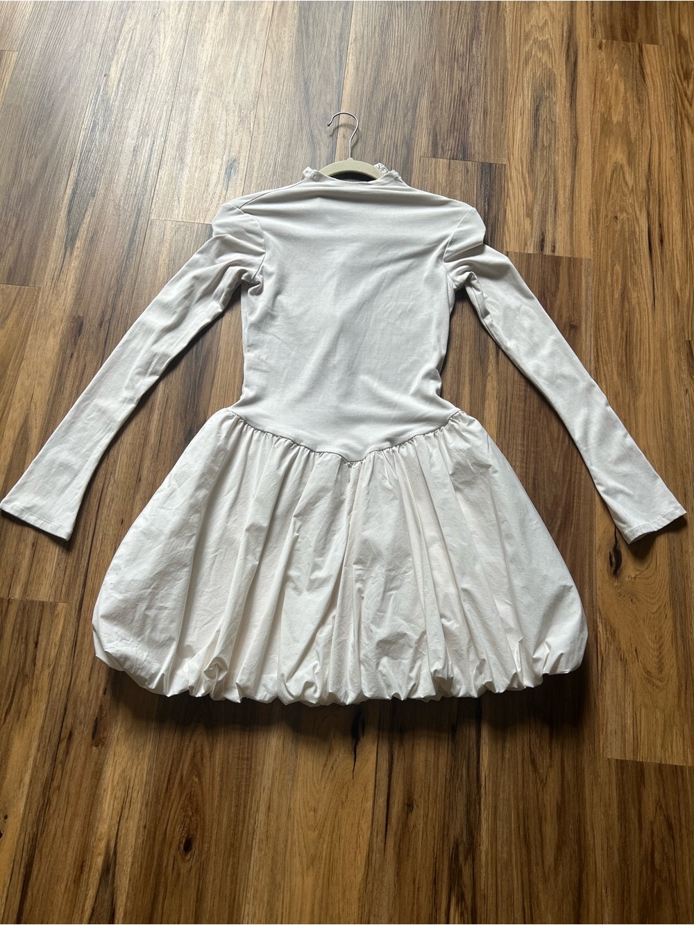 Saemdi  Long Sleeve Puff Skirt bubble Dress in Ivory